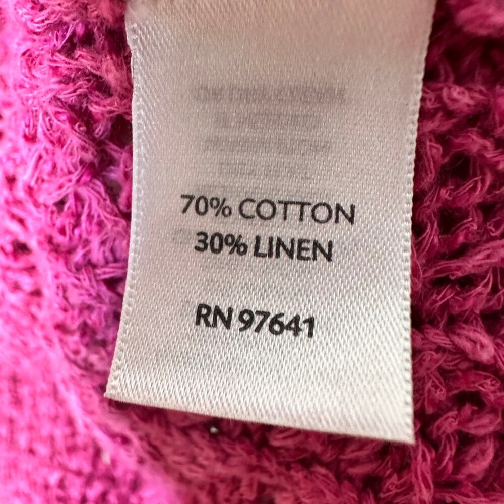 J Jill Open Knit Cardigan Sweater Womens SMALL Linen Blend Button Front Pink - Picture 8 of 11